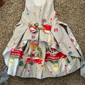 Festive Christmas Dress with Santa and Gifts